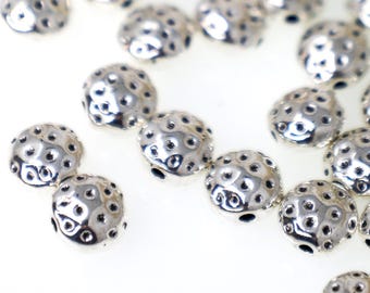 Whimsical Dotted Silver Beads Inspired by Nature and Garden Charm