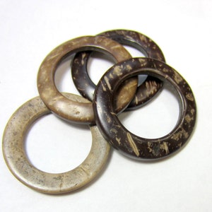 10 Wooden jewelry findings donut link flat wooden coconut disk ring connectors - 20-23mm, 12-14mm inner