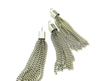 Borlas de prata antigas, pingentes com franjas boho para brincos, colares ou chaveiros, pingentes longos com movimento, qtd.: 3
