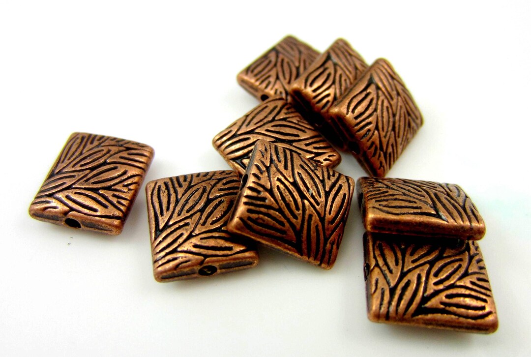 Copper Rectangular Spacer Antique Red Copper Spacer Beads Rectangle 10mm X 9mm Organic Design Qty ...