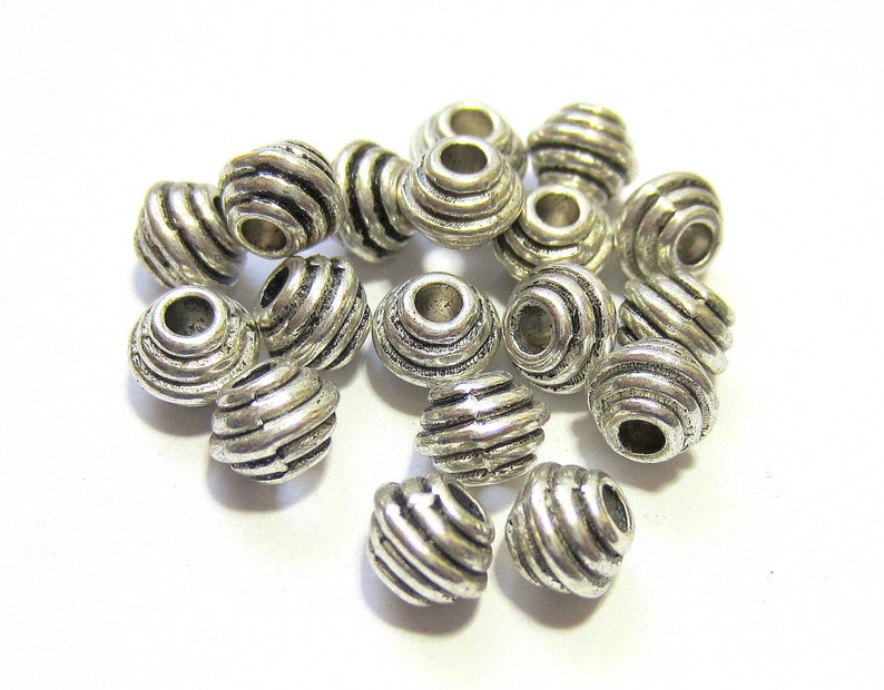 30 Metal Beads Antique Silver Spacers Jewelry Making Large Etsy