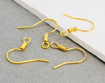 Ganchos de oro para pendientes, alambres de hierro para pendientes colgantes, accesorios de joyería DIY, estilo gancho de 17 mm