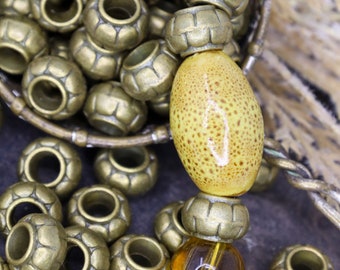 Golden Bronze Rondelle Spacer Beads - Bronze Large Hole Beads - Metal Beads - Bronze Findings Qty 24