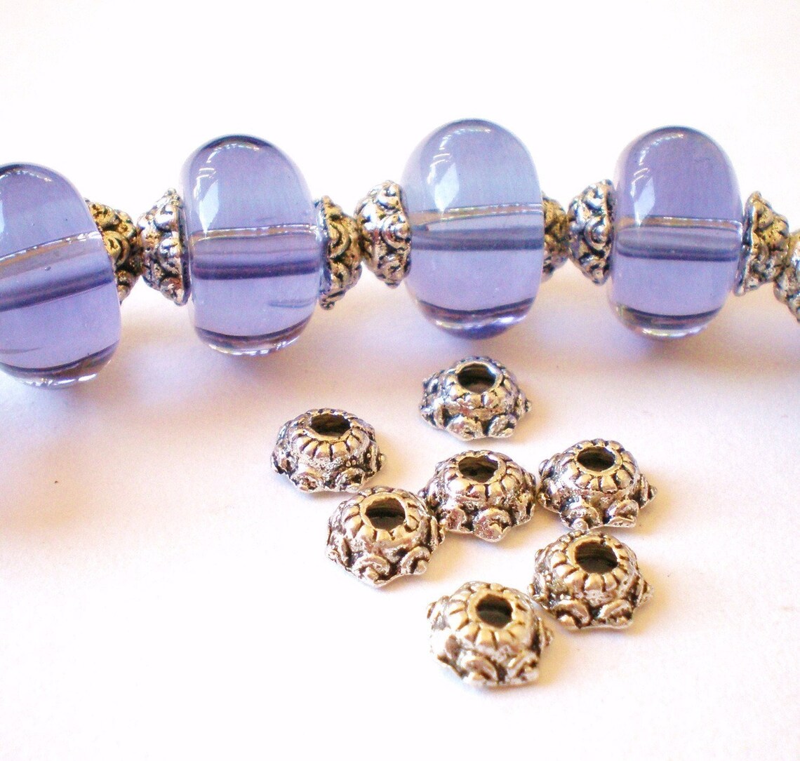 40 Jewelry Bead Caps Antiqued Silver Metal 5.7 X 2 X1mm Etsy