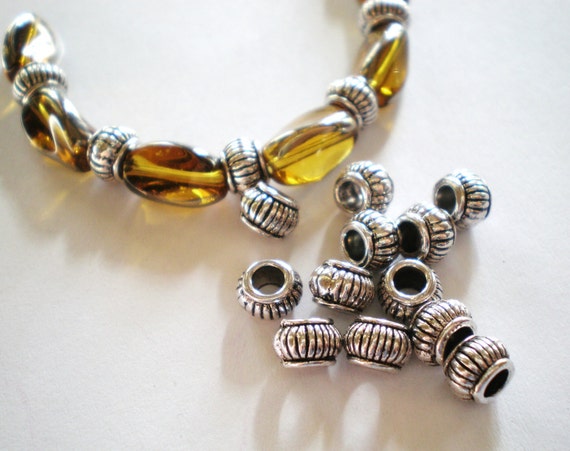Spacer Beads silver 36 beadwork  jewelry supplies 5mm x 4mm