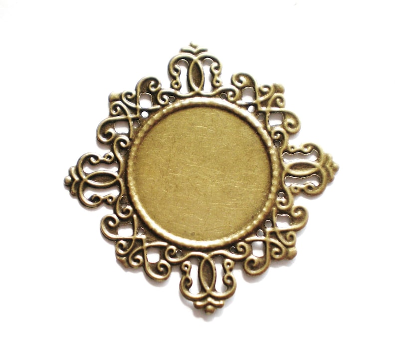 10 filigree pendant setting cameo mounting jewelry supplies antique bronze 42mm 42mm image 1