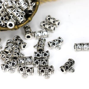 Silver Bead hangers metal boho jewelry charm hangers dreadlock charm 11.5mm x 9mm x 5.5mm silver jewelry bails
