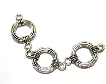 Zilveren cirkelvormige schakelconnectoren, antiekzilveren sieradenschakels, 18 x 18 x 5 mm metalen onderdelen 12" aantal