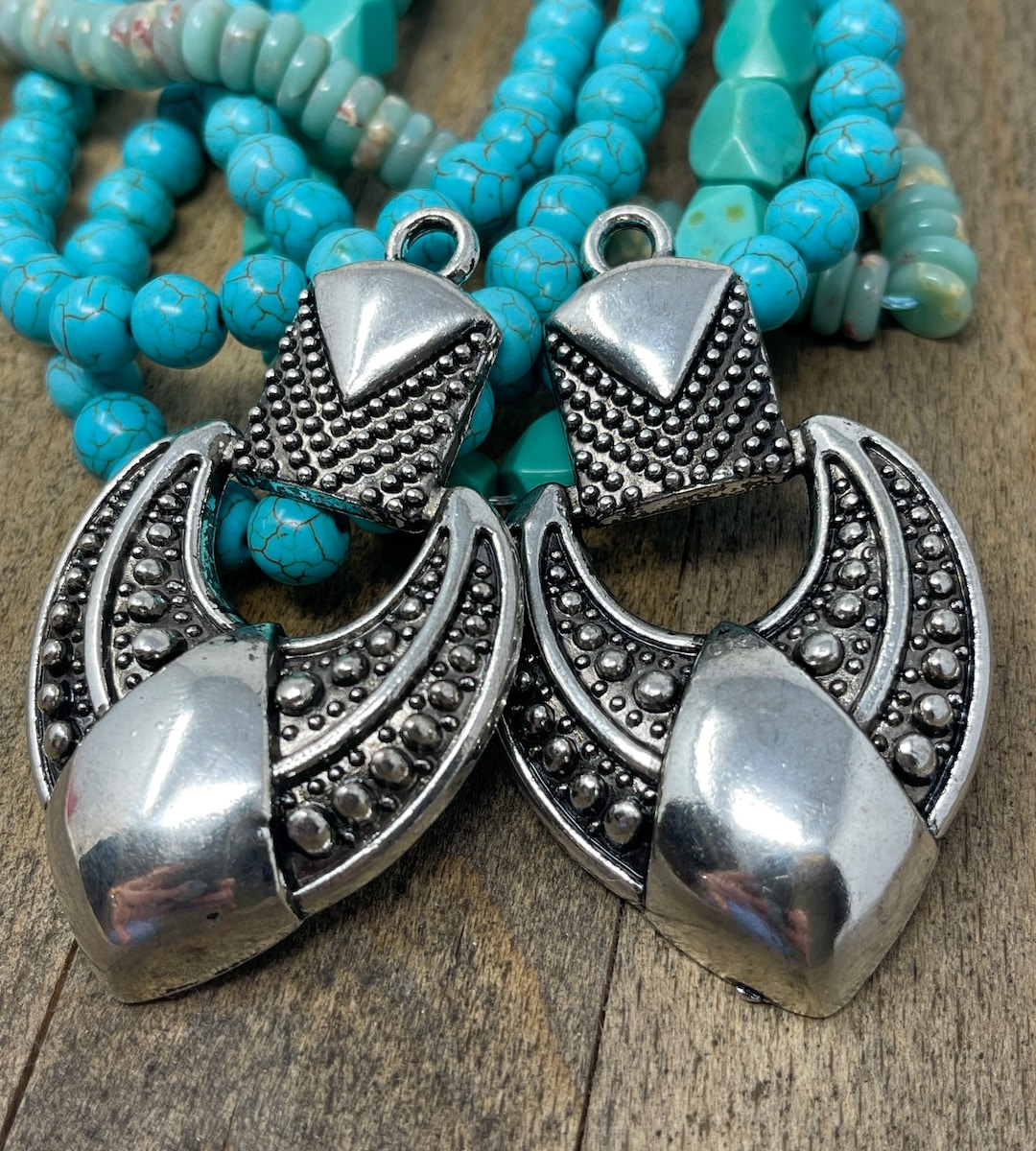 Antique Silver Boho Pendants, 69x40x8mm Gypsy Style Charms With