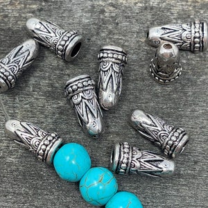 20 Antique Silver Pewter Cone Bead Caps - 10x7mm Size For Jewelry Making