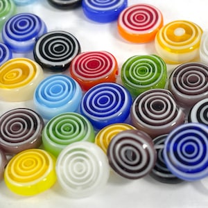 Millefiori Beads with a Swirl Pattern, Glass Beads, Mixed Color Millefiori Beads, 10mm x 4mm, 1 Strand 14.5&quot;