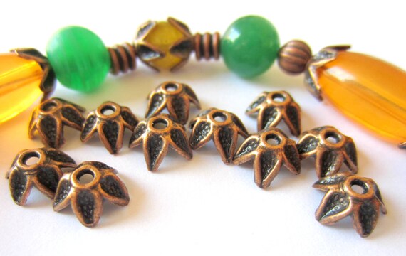 30 Copper Bead Caps Jewelry Supply 9mm X 9mm
