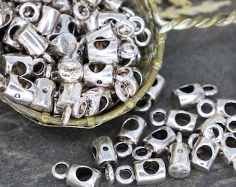 24 Tube Bead hangers jewelry  making supply  antique silver charm hangers bail beads 12mm x 6mm large hole