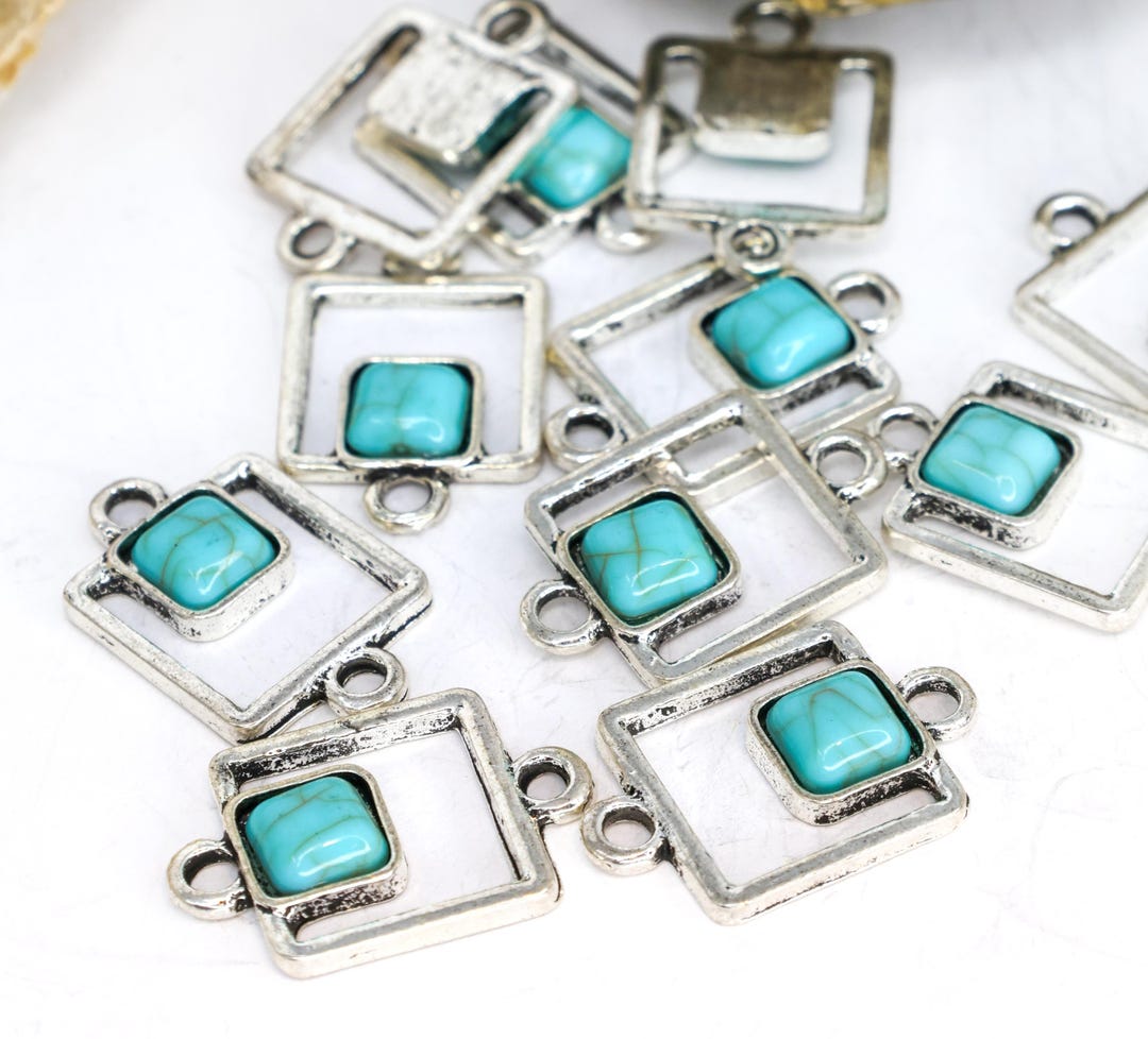 Square Connector Rings Architectural Square Connectors, Stone-look Metal Links for Jewelry ...