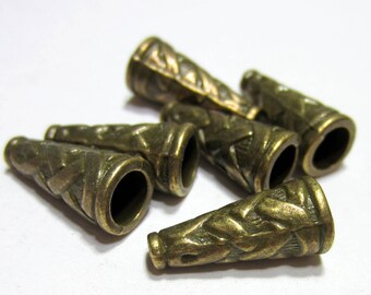 24 Antique bronze cone bead caps jewelry ends metal findings 18mm x 18mm x 8mm no lead no nickle