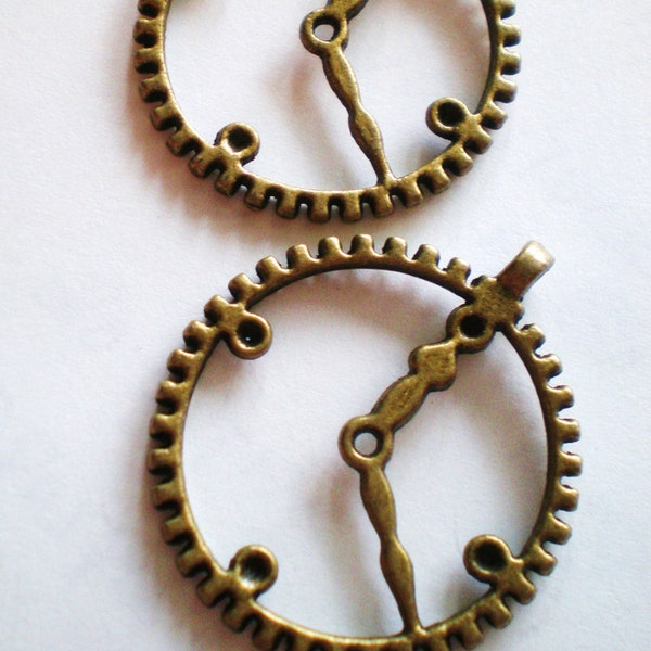 6 steampunk gear charms jewelry craft supplies 30mm 35mm