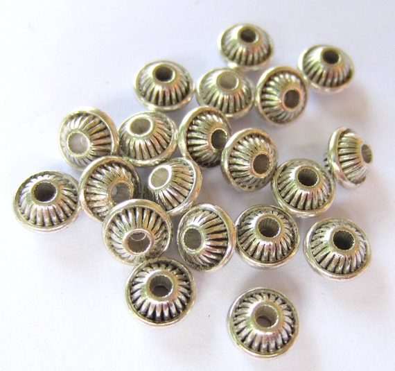 2 Pcs 8x8MM Sterling Silver Floral Tube Spacer Beads for Jewelry Making 63998-2134