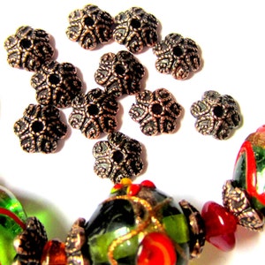 30 rotkupferfarbene Perlenkappen 10mm diy schmuck machen,