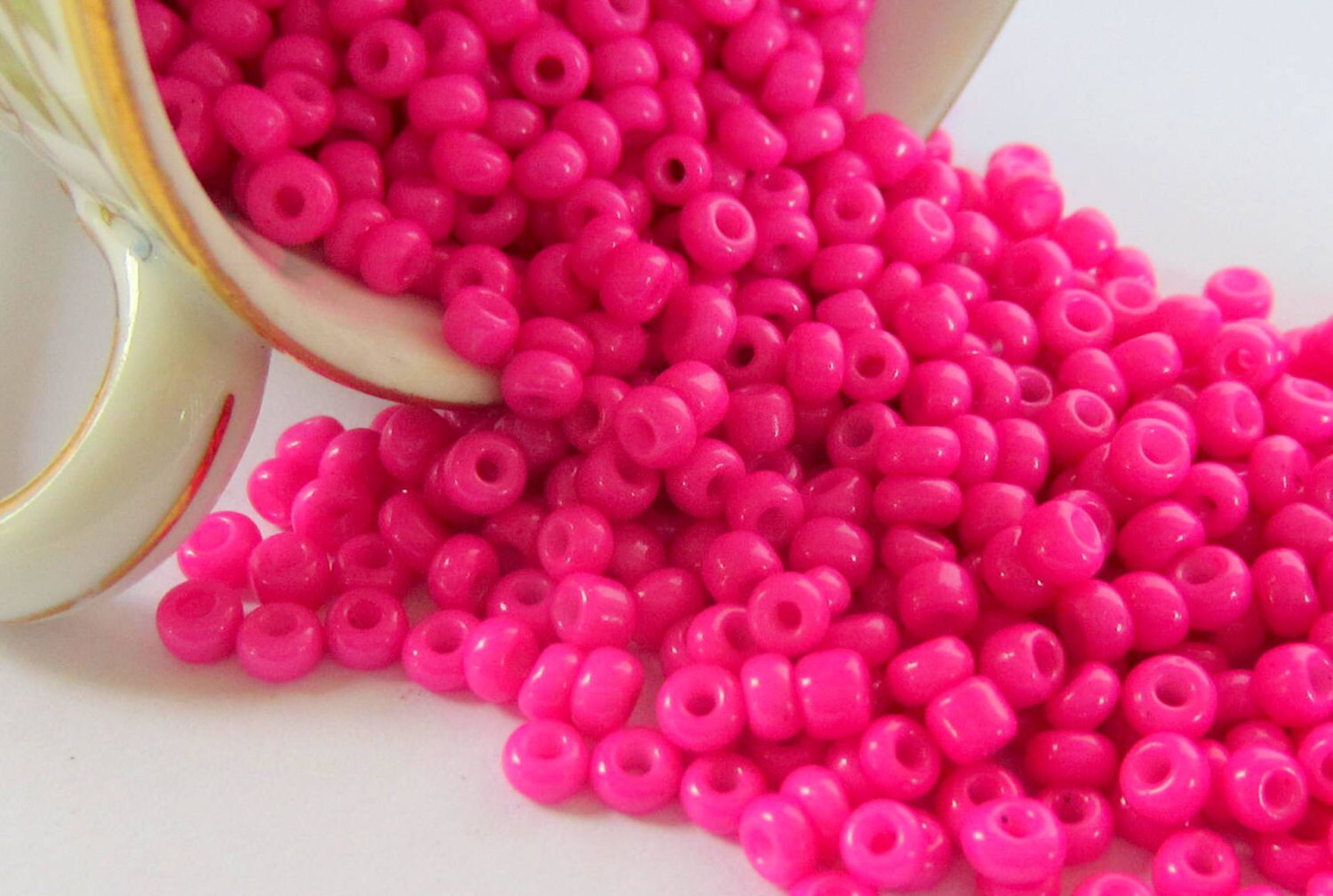 Hot pink seed beads 50g 8/0 3mm glass beads opaque K24H Etsy