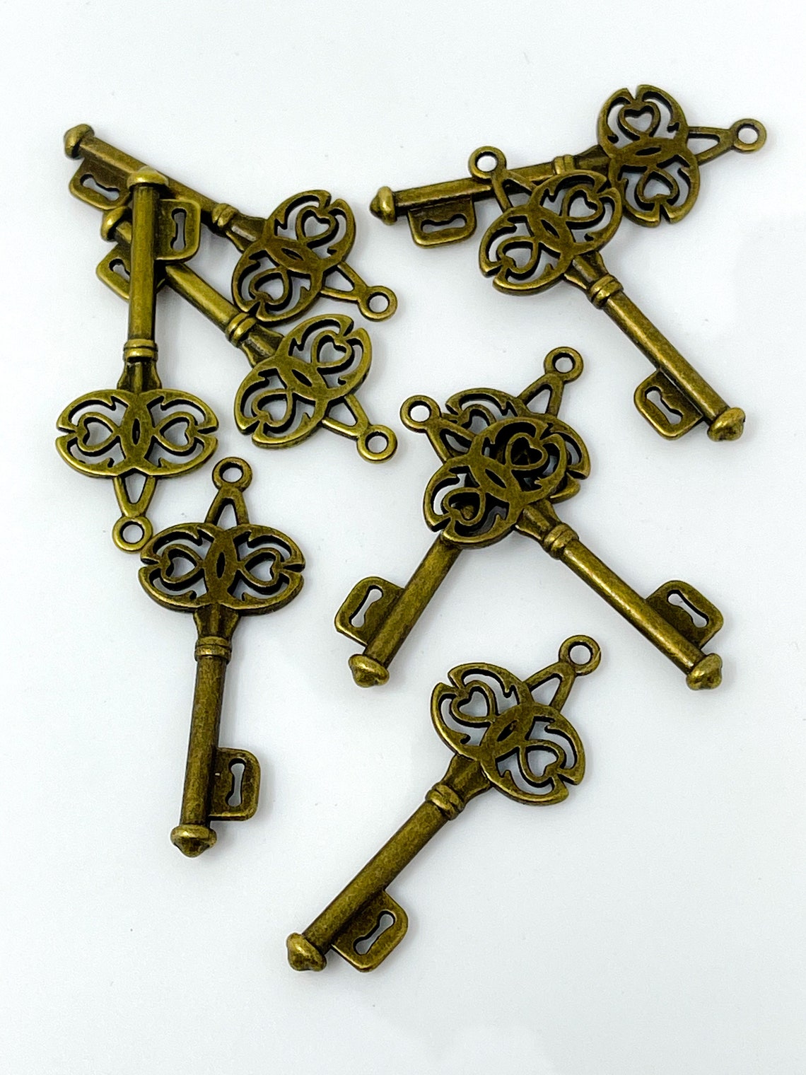 10 Antique Bronze Skeleton Key Charms Jewelry Supply 45x17x2mm Etsy