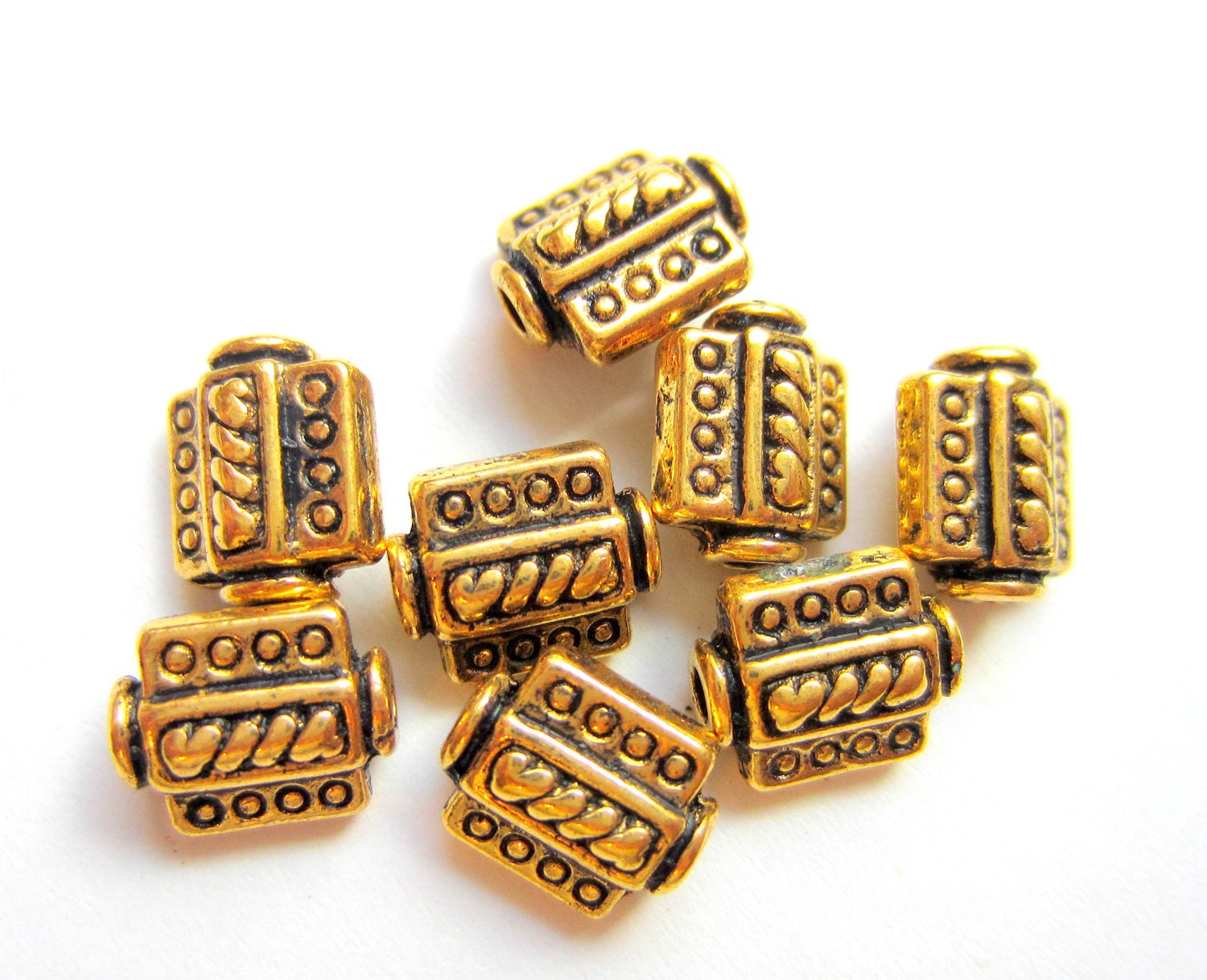 24 Beads Antiqued Gold Jewelry Making Supply 7.5mm X 9mm Etsy