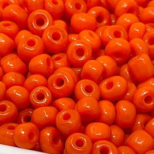 Dark Burnt Orange Glass Seed Beads, Opaque Colors Seed, Round, 4mm, Qty 50g