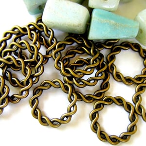 18 Antique bronze connector links jewelry making metal findings 20.5mm