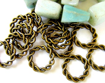 18 Antique bronze connector links jewelry making metal findings 20.5mm