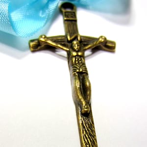 Antique Bronze Crucifix Charms – 51mm Cross Pendants for Rosaries, Faith Gifts, Spiritual Jewelry Making, Religious DIY Crafts, Qty 4