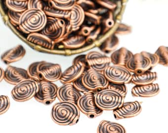 Spiralförmige Zwischenperlen aus Kupfer, runde Metallperlen, Antikkupfer, Armband- und Halskettendesigns