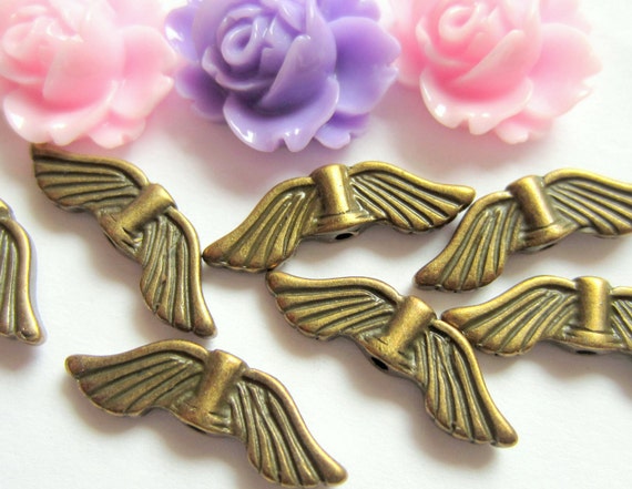 20pc Antique Bronze Angel Fairy Wings Spacer Beads Charms Findings S302T 