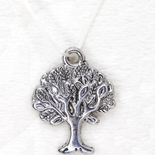 Charms d'arbre anciens en argent, pendentifs sur le thème de la nature pour la fabrication de bijoux, accessoires en métal 22 x 17 mm