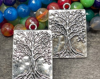 Silver tree of life pendants nature charms silver tree of life charms 28x22mm Qty 5