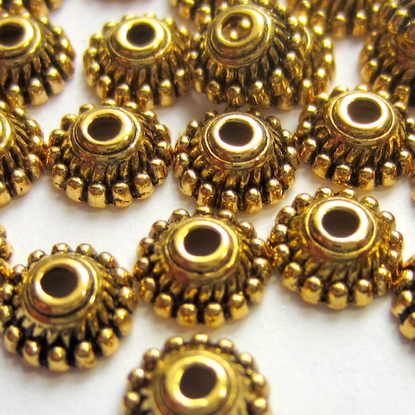 30 Antique gold Bead caps jewelry making supplies 8mm bead caps