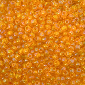 6/0  Orange seed beadsTransparent Rainbow Round Glass Seed Beads 4mm apx 495pcs/50g