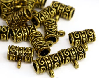Gold Metal Beads With Loops, Large Hole Zinc Alloy Jewelry Findings For Earrings Necklaces Or Bracelets