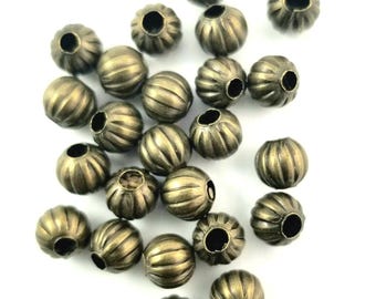 Bronze beads ribbed spacers  lead nickel free 4mm beadwork supply Qty 30