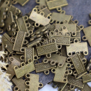Bronze Multi Strand Connector, Earring Charm Connector, Multi Loop Charms, Bronze Jewelry Findings,, Qty 10