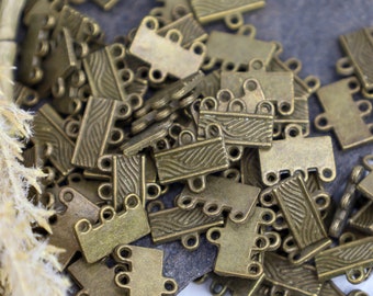 Bronze Multi Strand Connector, Earring Charm Connector, Multi Loop Charms, Bronze Jewelry Findings,, Qty 10