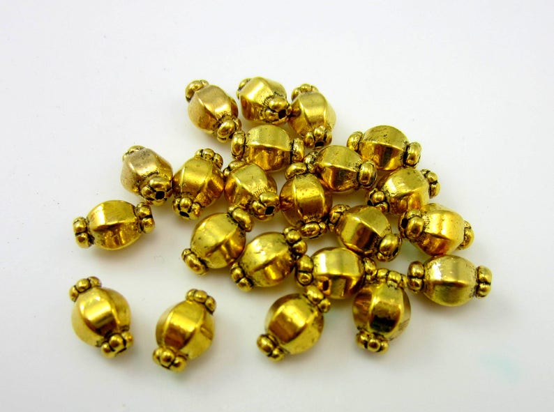 30 Gold Beads Spacers Metal Jewelry Making Supplies 7mm X 10mm Etsy