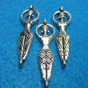 10 Antique silver Goddess charms pagan Goddess Mother earth pendants yoga female double sided jewelry connector supply