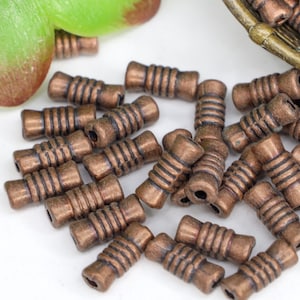 Tibetan Style Tube Beads – Red Copper, 9.5x4mm, Boho Spacer Beads for Bracelets, Necklaces, Earrings & DIY Jewelry Making - Qty 30