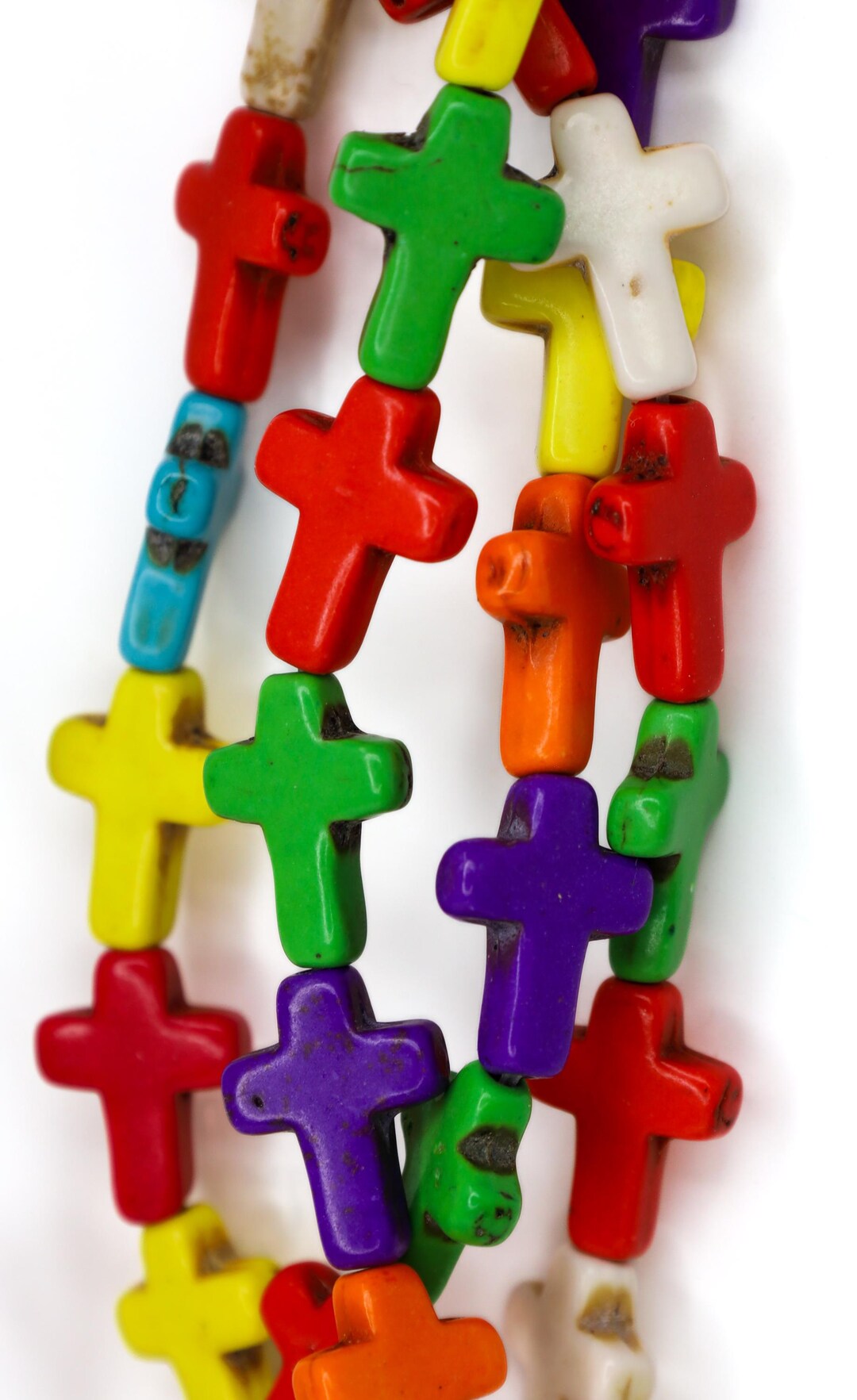 Turquoise Howlite Cross Beads Multi. Color Stone Cross Charms Jewelry ...