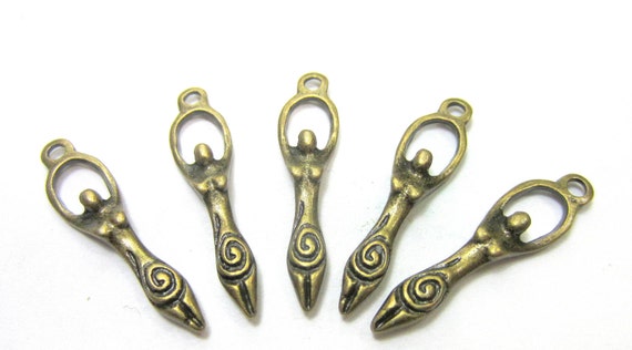 Bronze Goddess charms pegan Goddess Mother earth pendants spiral female jewelry supply Qty 10