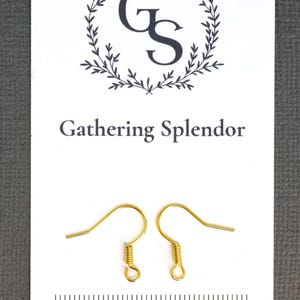 Gold Earring Hooks, Iron Ear Wires for Dangle Earrings, DIY Jewelry Findings, 17mm Hook Style image 5