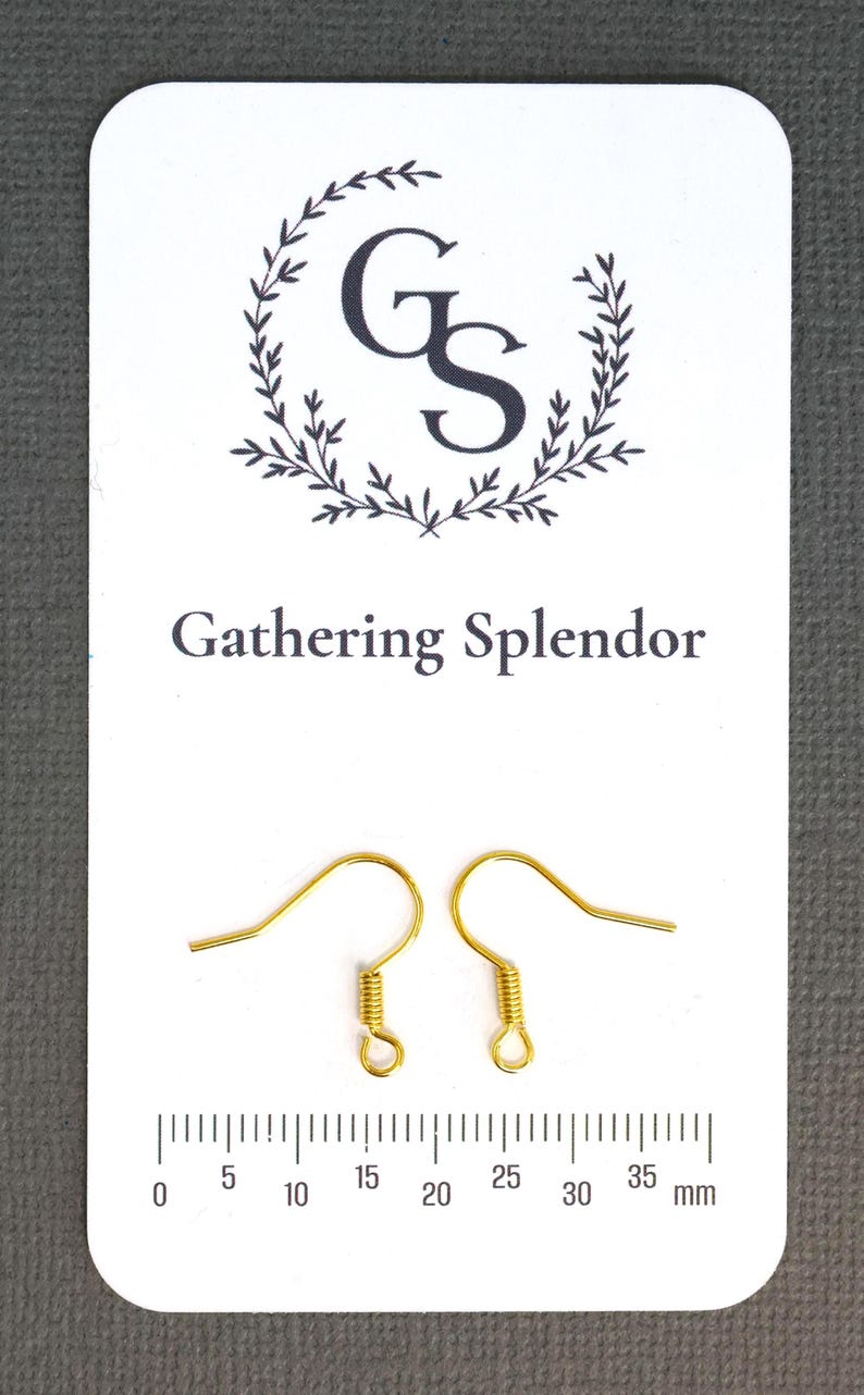 Gold Earring Hooks, Iron Ear Wires for Dangle Earrings, DIY Jewelry Findings, 17mm Hook Style image 5