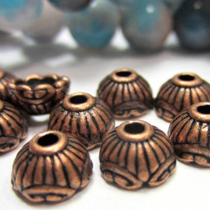 30 antike Kupfer Perlenkappen ethnischen Schmuck Perlen Halskette machen Lieferungen 6,5 mm dunkel Kupfer Perlenkappen