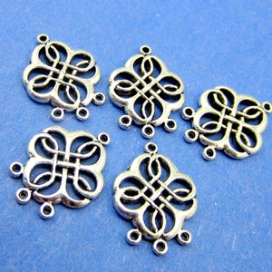 6 Knot connector charms, Celtic charms, silver charms 24mm x 18mm