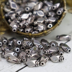 Antique Silver Bicone Metal Spacer Beads, Geometric Jewelry Findings, Shaped Beads, DIY Jewelry Supplies, 12x7.8x5mm, Qty 24