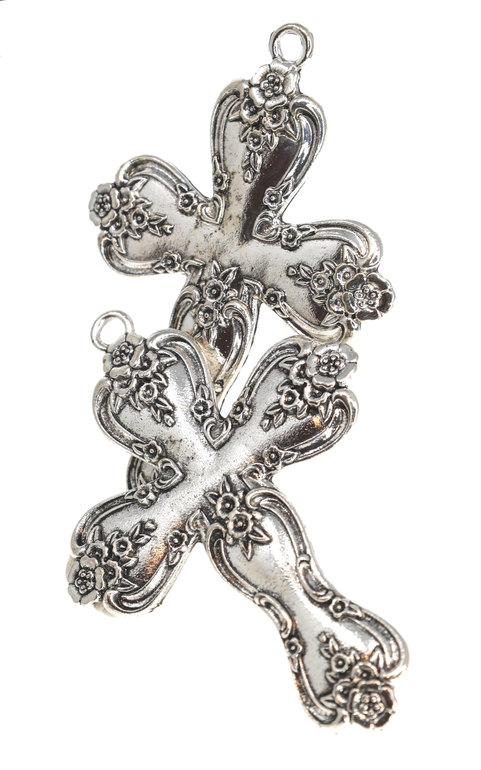 Spoon Style Cross Pendant, Vintage Inspired Cross Charm, Antique Silver ...